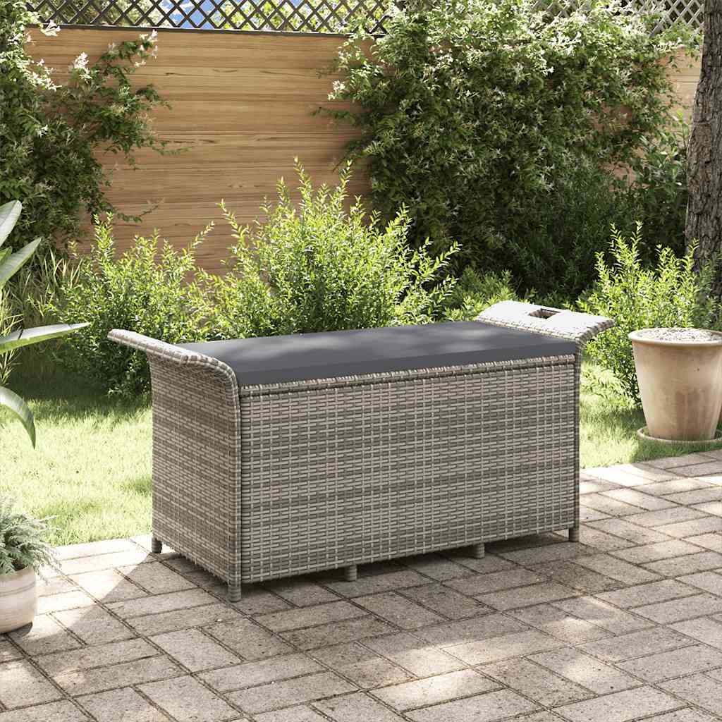 Panca da Giardino con Cuscino Grigio 116x46x57 cm in Polyrattan