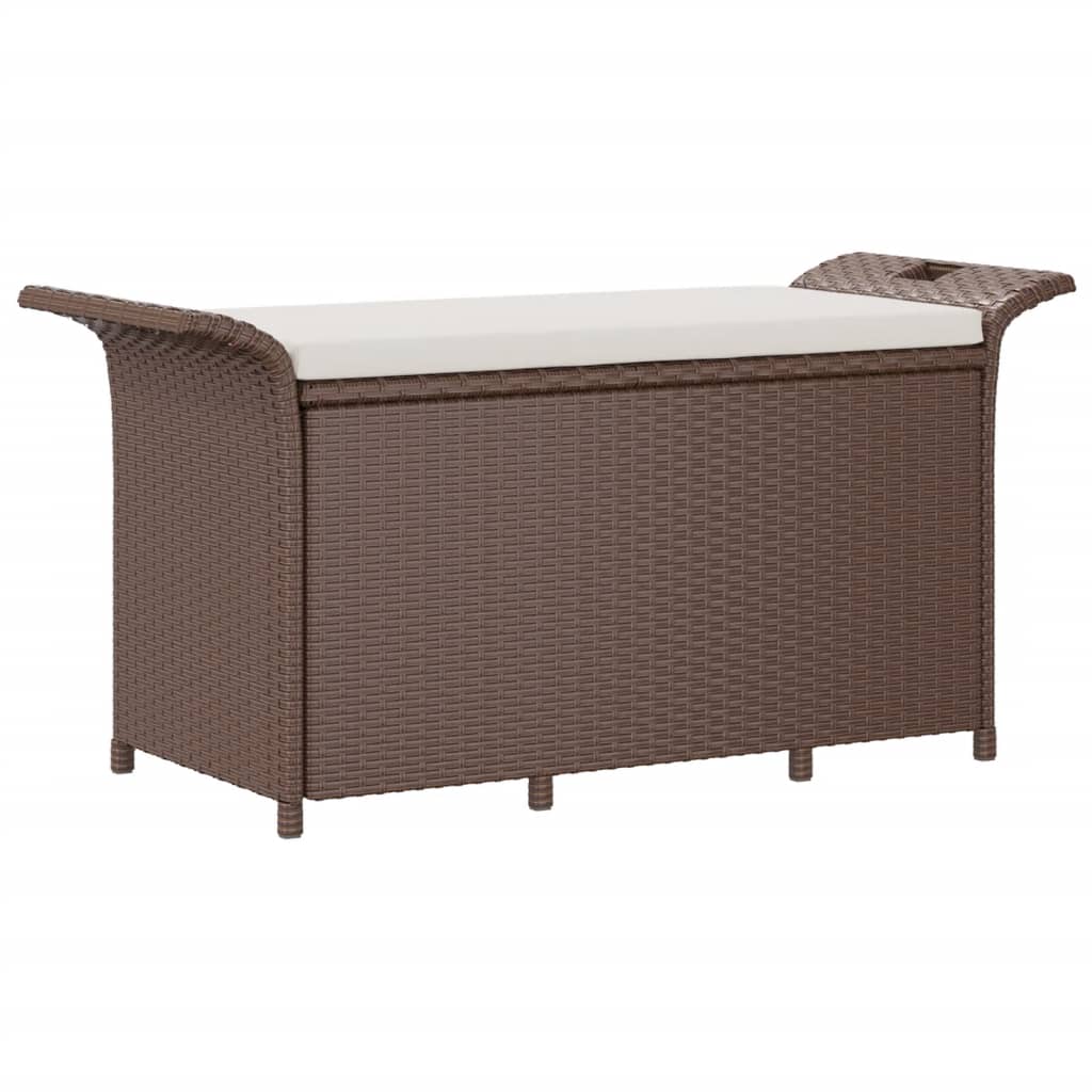 Panca da Giardino con Cuscino Marrone 116x46x57cm in Polyrattan