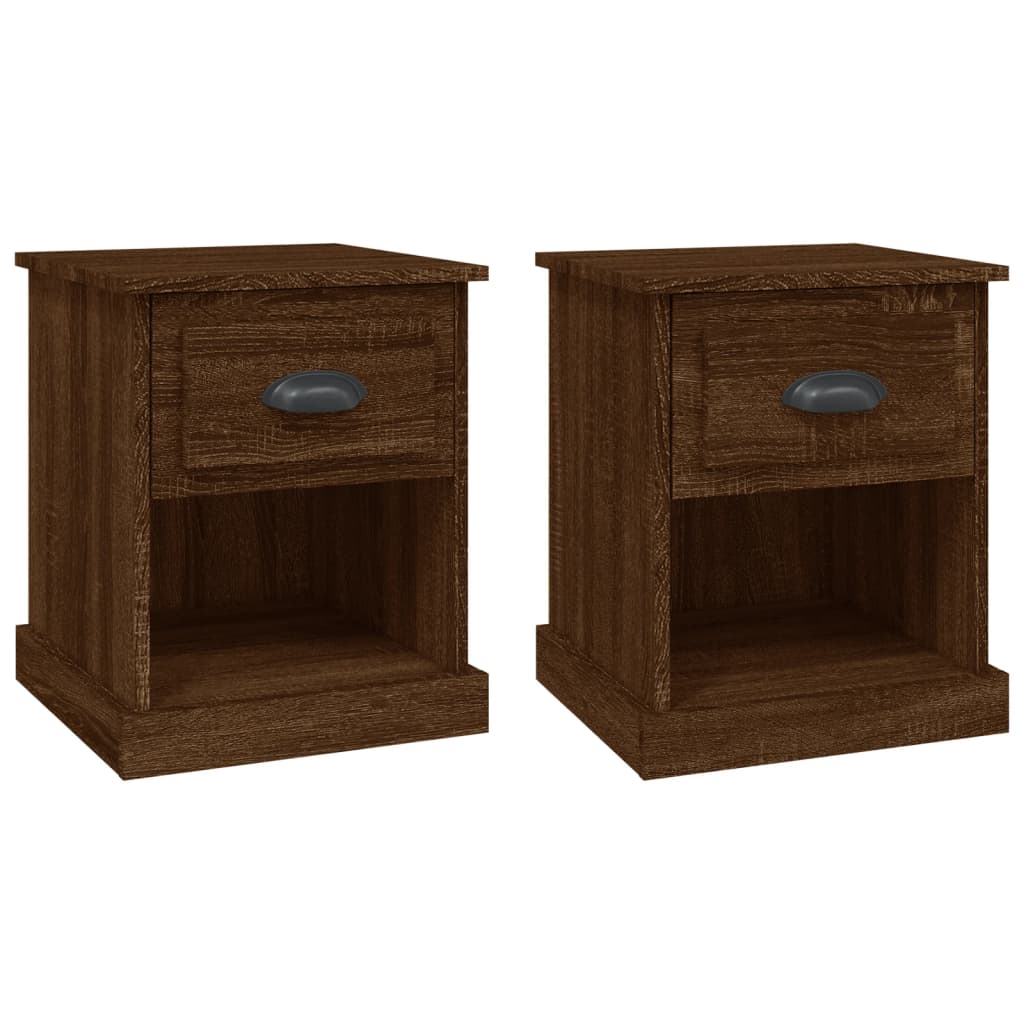 Comodini 2 pz Rovere Marrone 39x39x47,5 cm in Legno Multistrato