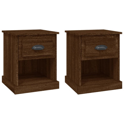 Comodini 2 pz Rovere Marrone 39x39x47,5 cm in Legno Multistrato