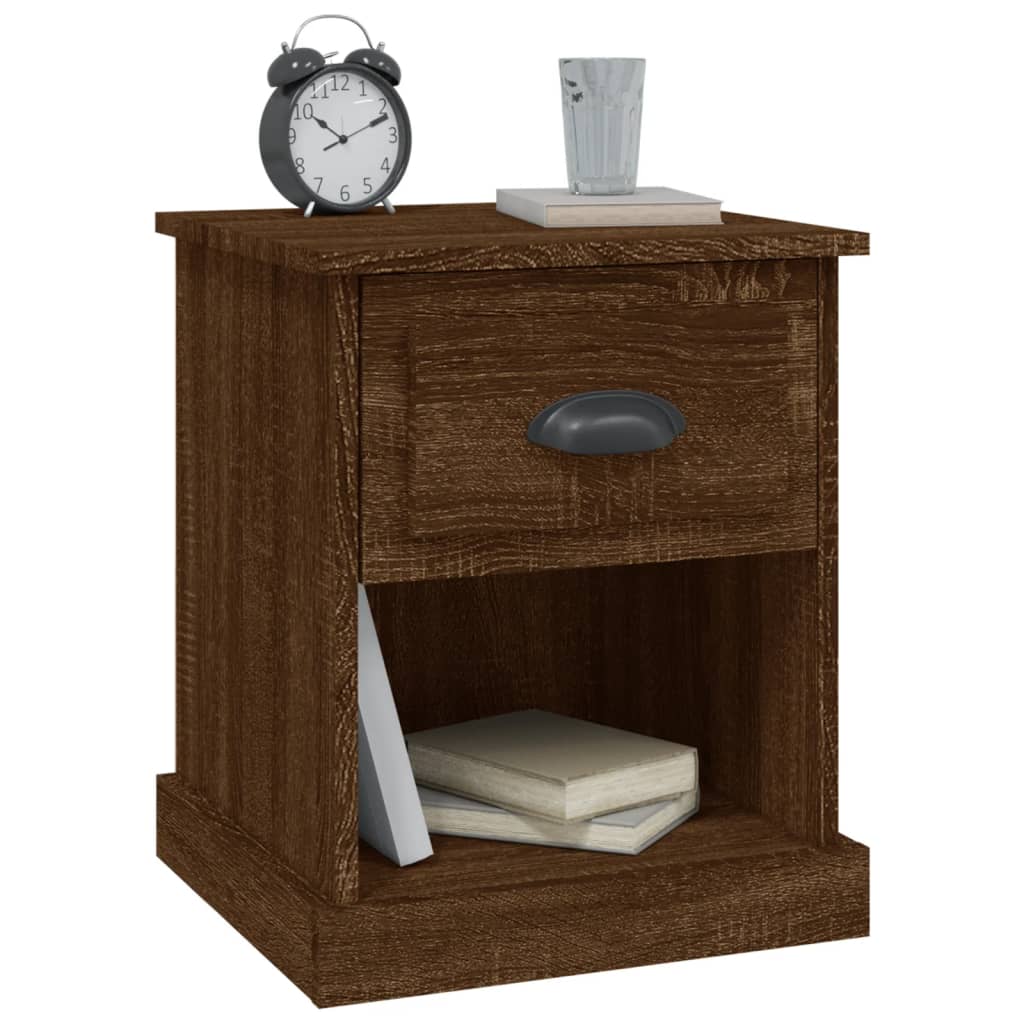 Comodini 2 pz Rovere Marrone 39x39x47,5 cm in Legno Multistrato
