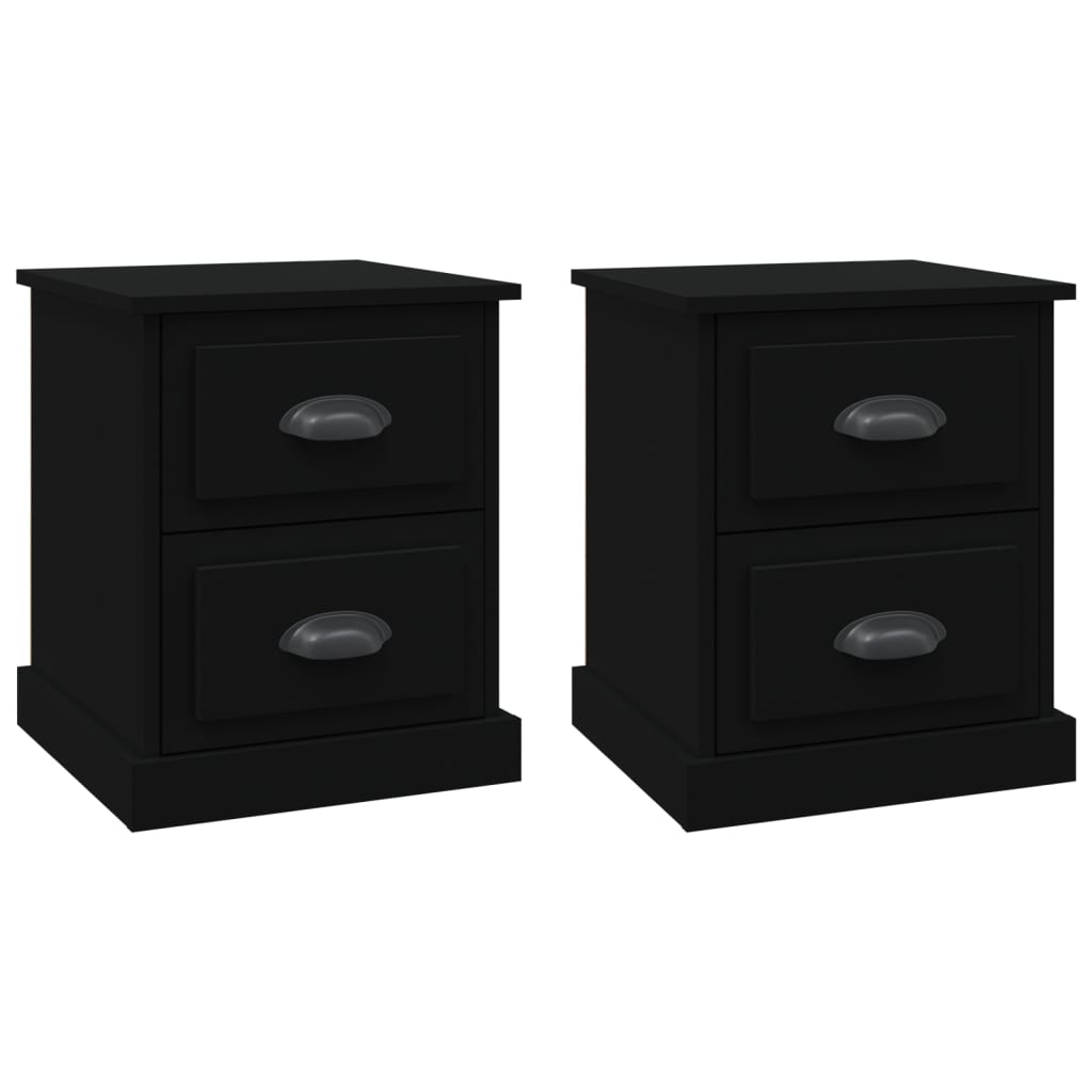 Comodini 2 pz Neri 39x39x47,5 cm in Legno Multistrato