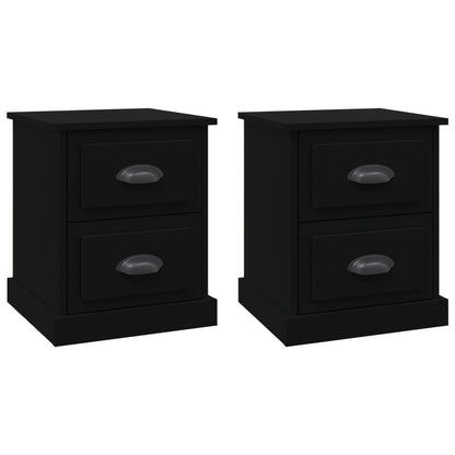 Comodini 2 pz Neri 39x39x47,5 cm in Legno Multistrato