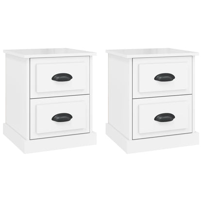 Comodini 2 pz Bianco Lucido 39x39x47,5 cm in Legno Multistrato