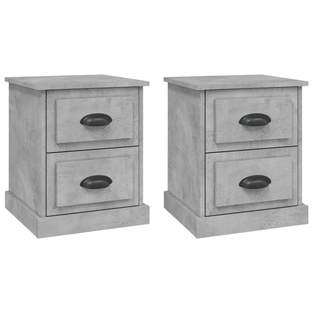 Comodini 2 pz Grigio Cemento 39x39x47,5 cm in Legno Multistrato
