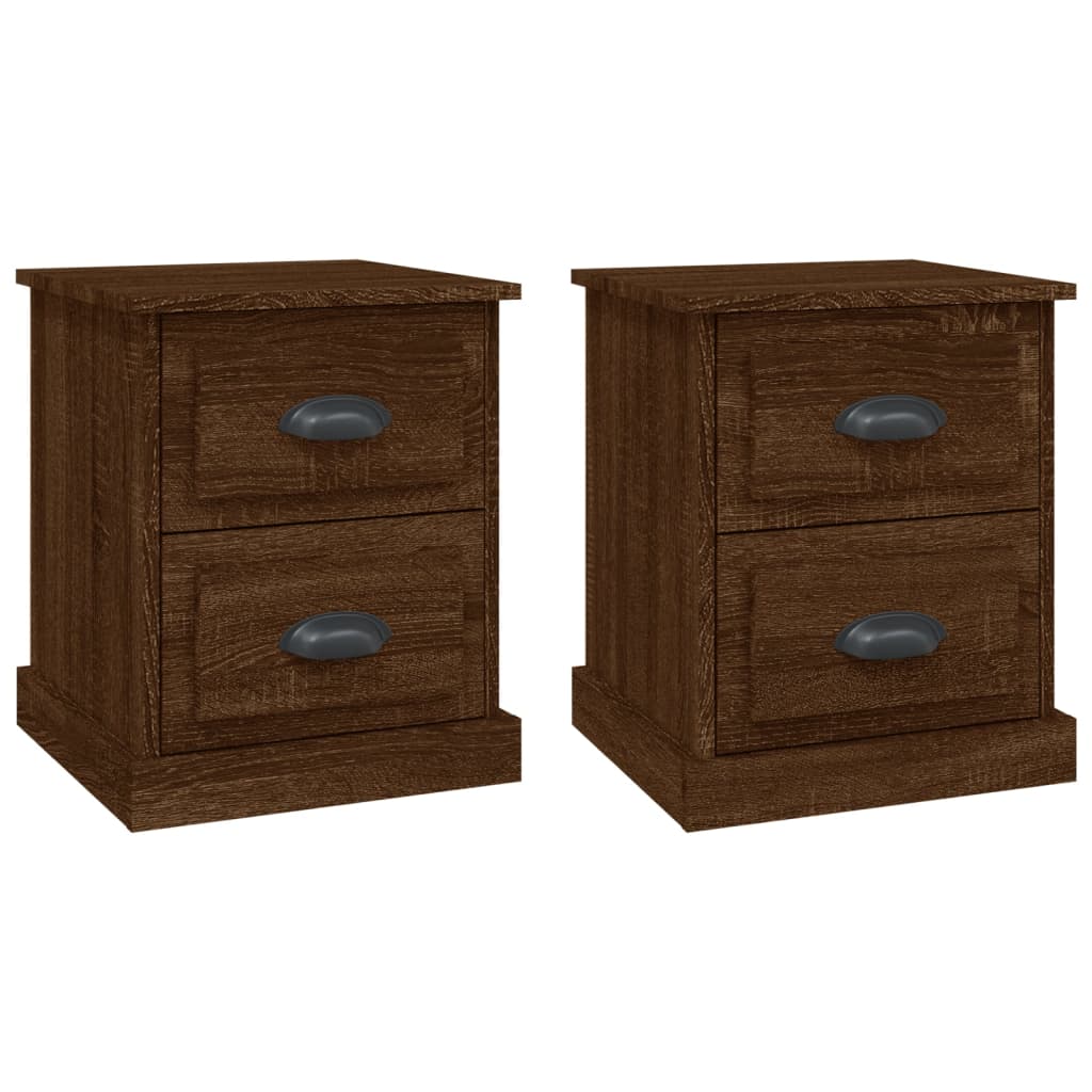 Comodini 2 pz Rovere Marrone 39x39x47,5 cm in Legno Multistrato