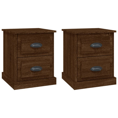 Comodini 2 pz Rovere Marrone 39x39x47,5 cm in Legno Multistrato