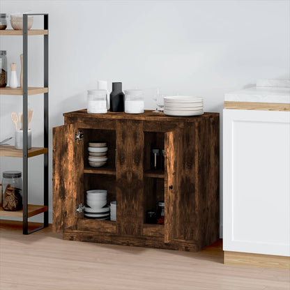 Credenze 2pz Rovere Fumo 37,5x35,5x67,5 cm in Legno Multistrato