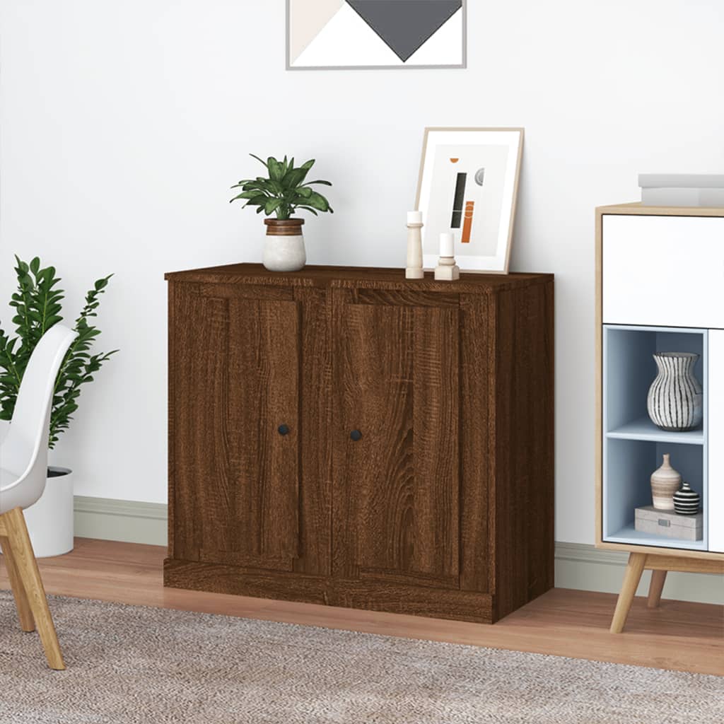 Credenze 2pz Rovere Marrone 37,5x35,5x67,5 cm Legno Multistrato