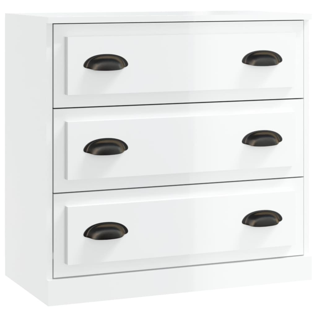 Credenza Bianco Lucido 70x35,5x67,5 cm in Legno Multistrato