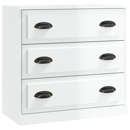 Credenza Bianco Lucido 70x35,5x67,5 cm in Legno Multistrato