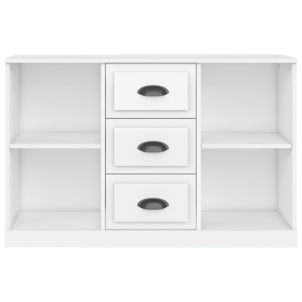 Credenza Bianco Lucido 104,5x35,5x67,5 cm in Legno Multistrato