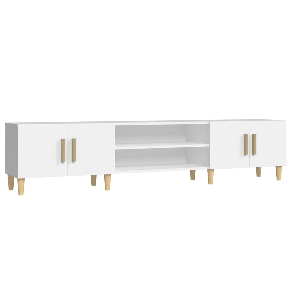 Mobile TV Bianco 180x31,5x40 cm in Legno Massello di Argilla