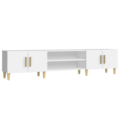 Mobile TV Bianco 180x31,5x40 cm in Legno Massello di Argilla