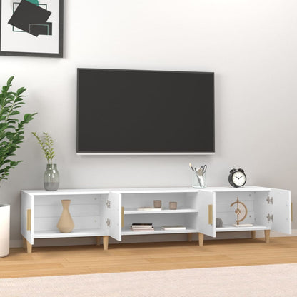 Mobile TV Bianco 180x31,5x40 cm in Legno Massello di Argilla