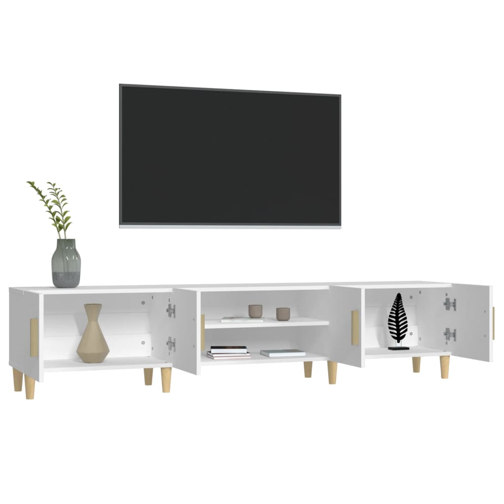 Mobile TV Bianco 180x31,5x40 cm in Legno Massello di Argilla