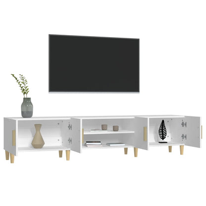 Mobile TV Bianco 180x31,5x40 cm in Legno Massello di Argilla