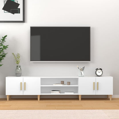 Mobile TV Bianco 180x31,5x40 cm in Legno Massello di Argilla