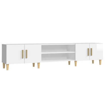 Mobile Porta TV Bianco Lucido 180x31,5x40 cm Legno Multistrato
