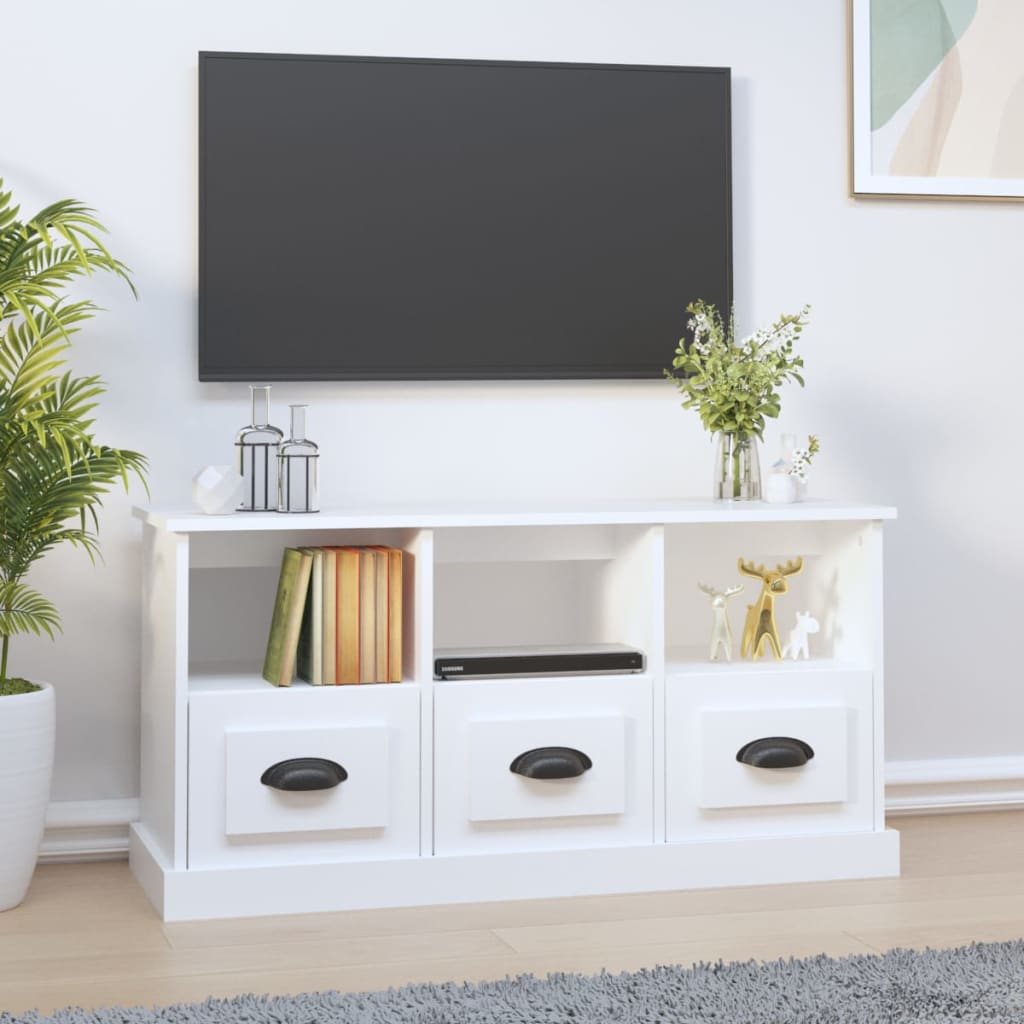 Mobile Porta TV Bianco 100x35x50 cm in Legno Multistrato