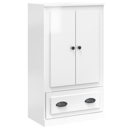 Credenza Bianco Lucido 60x35,5x103,5 cm in Legno Multistrato