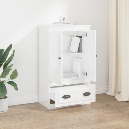 Credenza Bianco Lucido 60x35,5x103,5 cm in Legno Multistrato