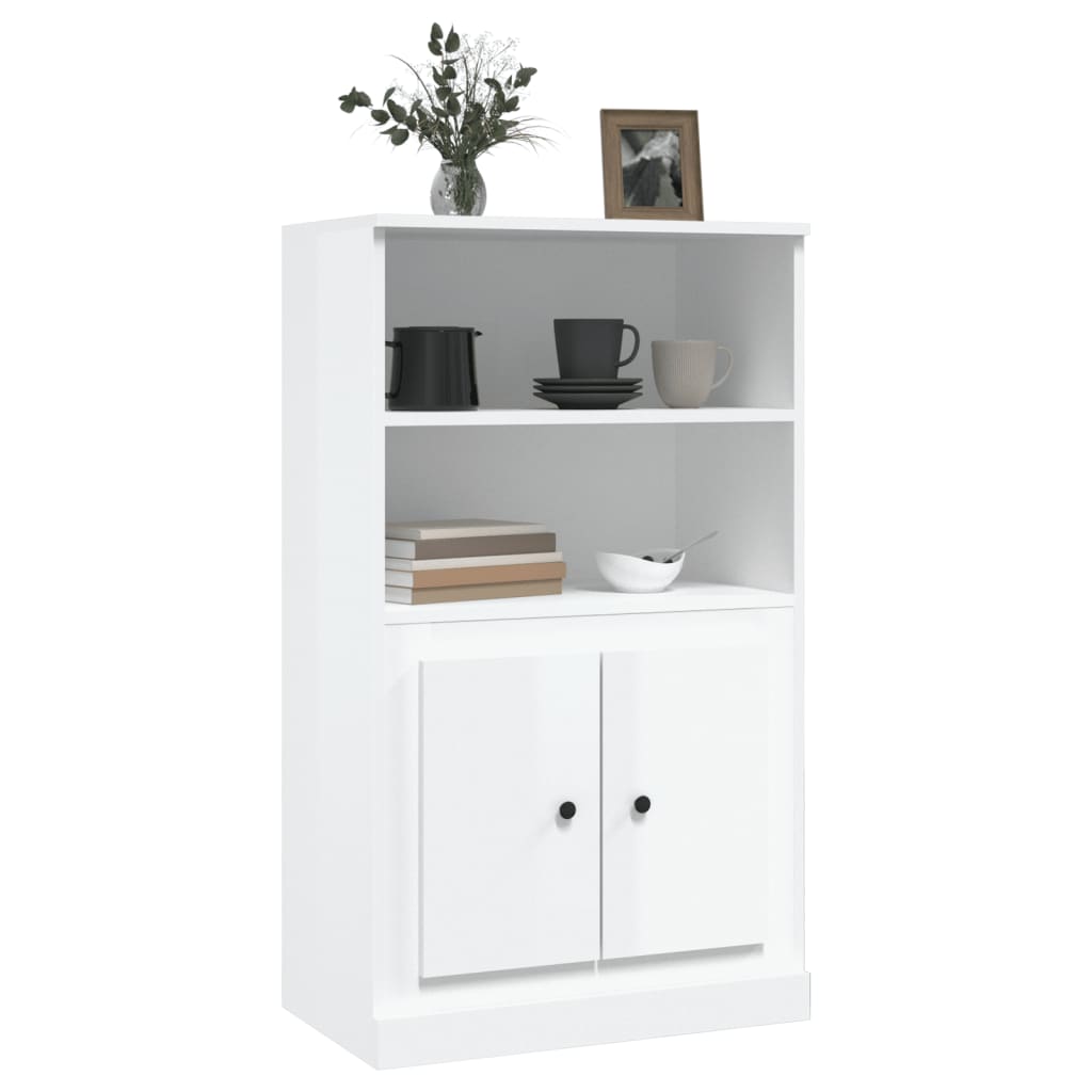 Credenza Bianco Lucido 60x35,5x103,5 cm in Legno Multistrato