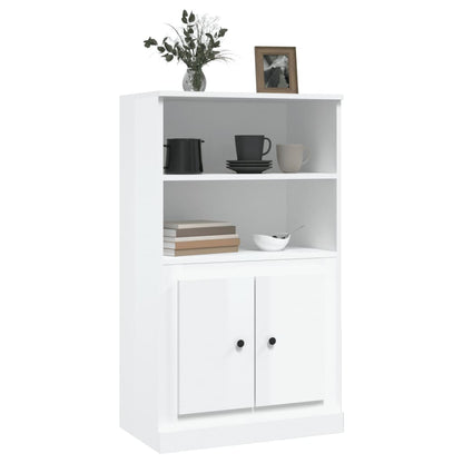 Credenza Bianco Lucido 60x35,5x103,5 cm in Legno Multistrato