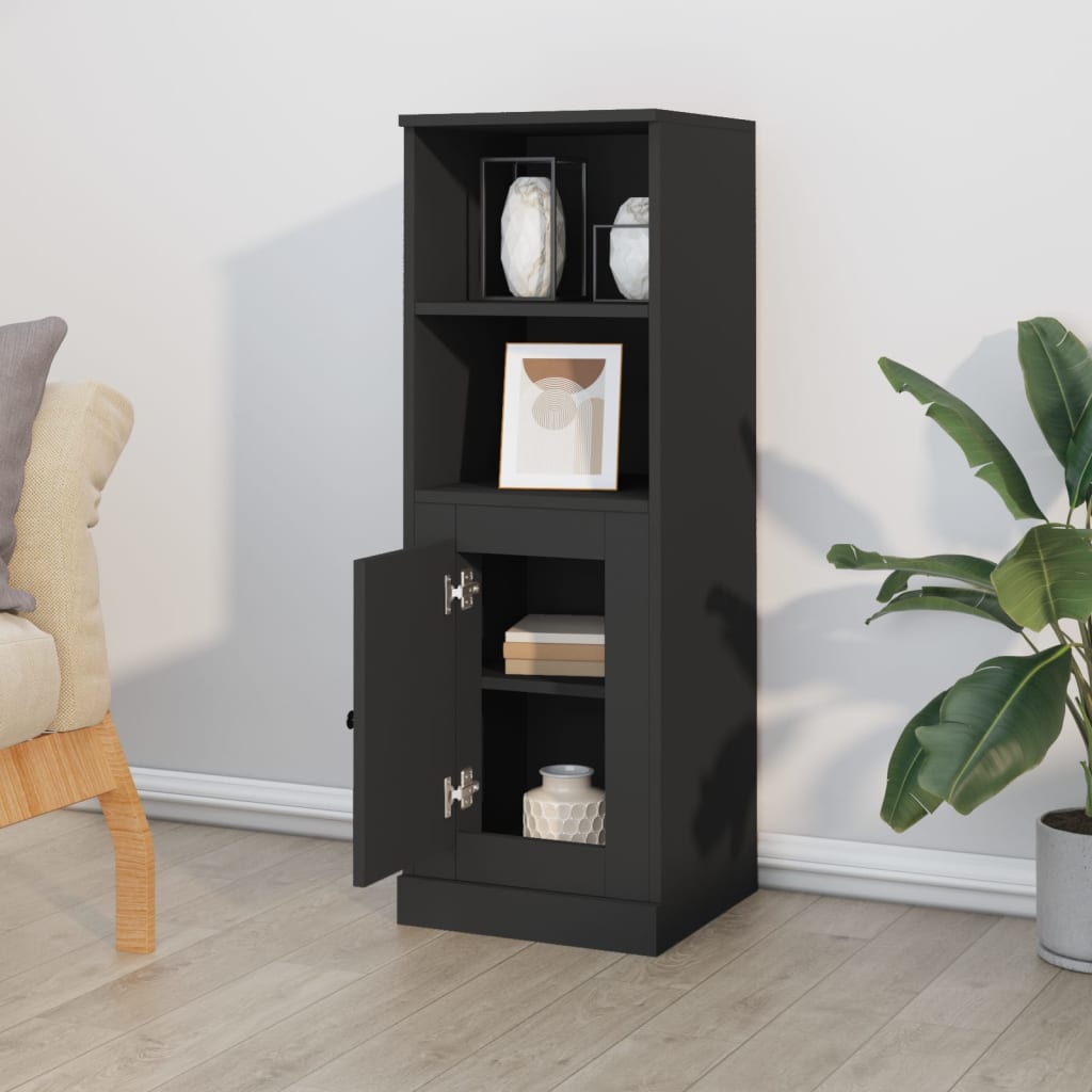 Credenza Nera 36x35,5x103,5 cm in Legno Multistrato