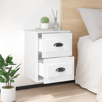Comodini a Parete 2 pz Bianco Lucido 41,5x36x53 cm