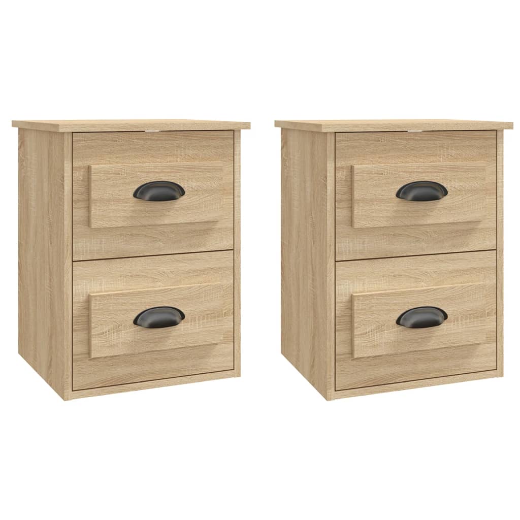 Comodini a Parete 2 pz Rovere Sonoma 41,5x36x53 cm