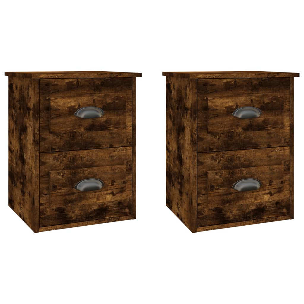 Comodini a Parete 2 pz Rovere Fumo 41,5x36x53 cm