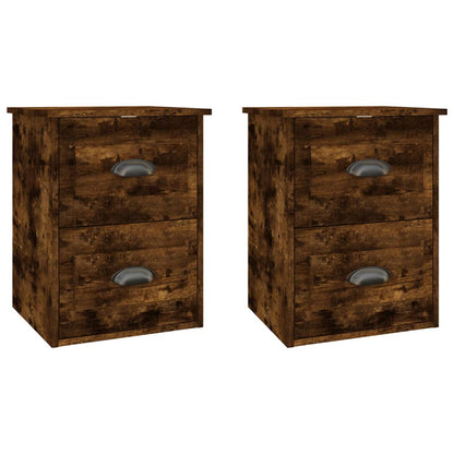 Comodini a Parete 2 pz Rovere Fumo 41,5x36x53 cm