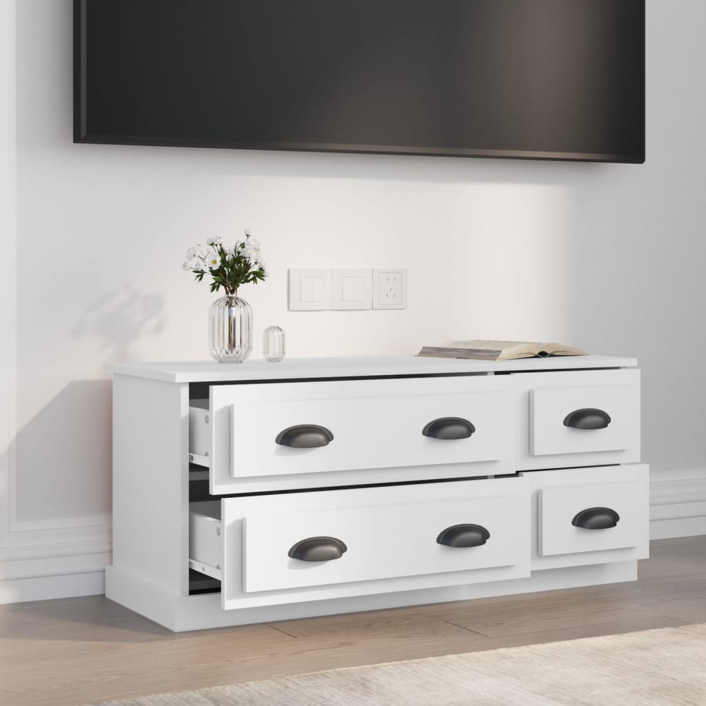 Mobile Porta TV Bianco 100x35,5x45 cm in Legno Multistrato