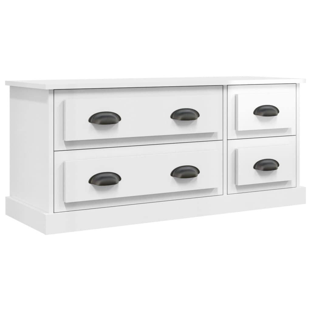 Mobile Porta TV Bianco Lucido 100x35,5x45 cm Legno Multistrato