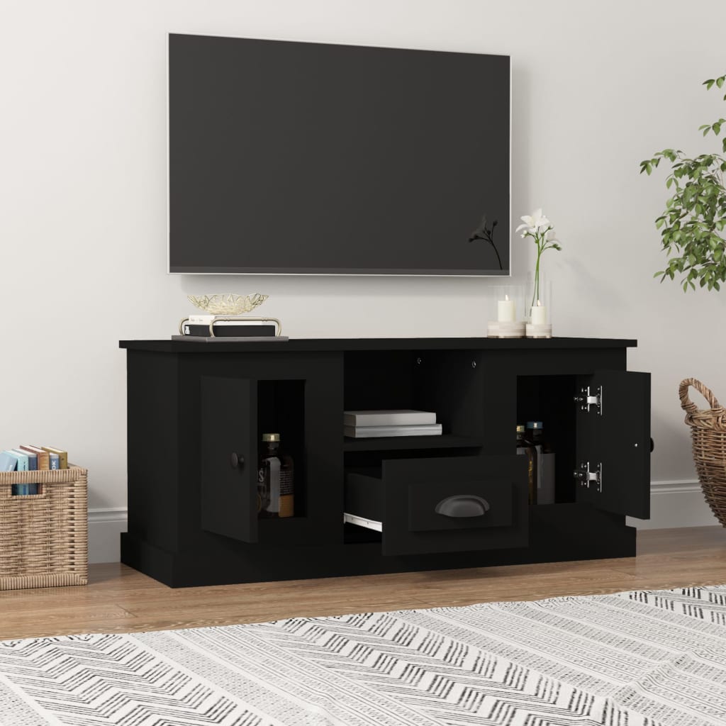 Mobile Porta TV Nero 100x35,5x45 cm in Legno Multistrato