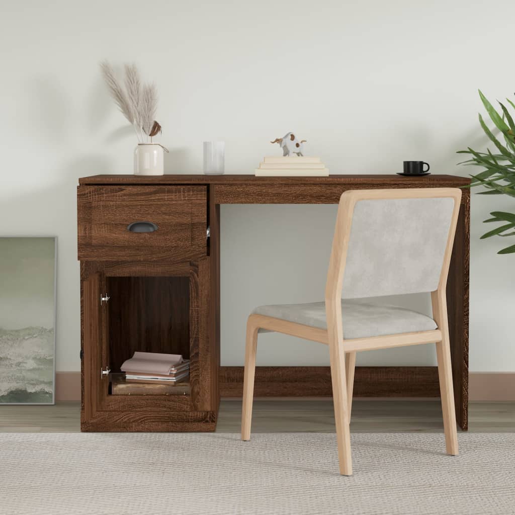Scrivania Cassetto Rovere Marrone 115x50x75cm Legno Multistrato