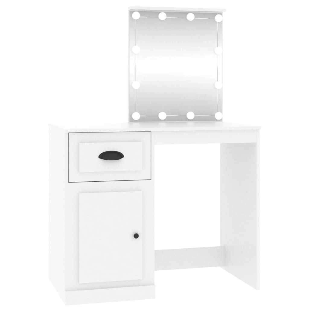 Toeletta con LED Bianca 90x50x132,5 cm Legno Multistrato