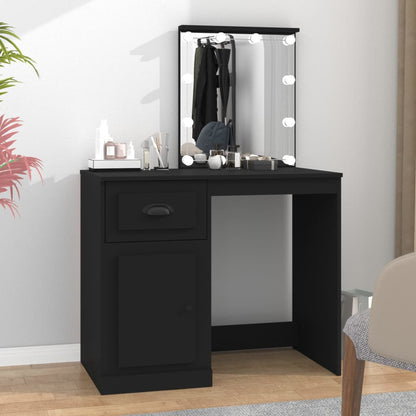Toeletta con LED Nera 90x50x132,5 cm Legno Multistrato