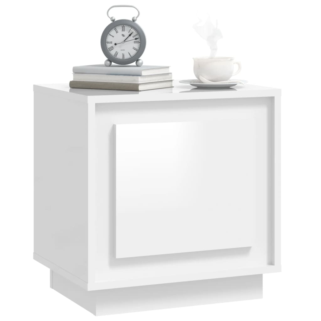 Comodini 2 pz Bianco Lucido 44x35x45 cm in Legno Multistrato