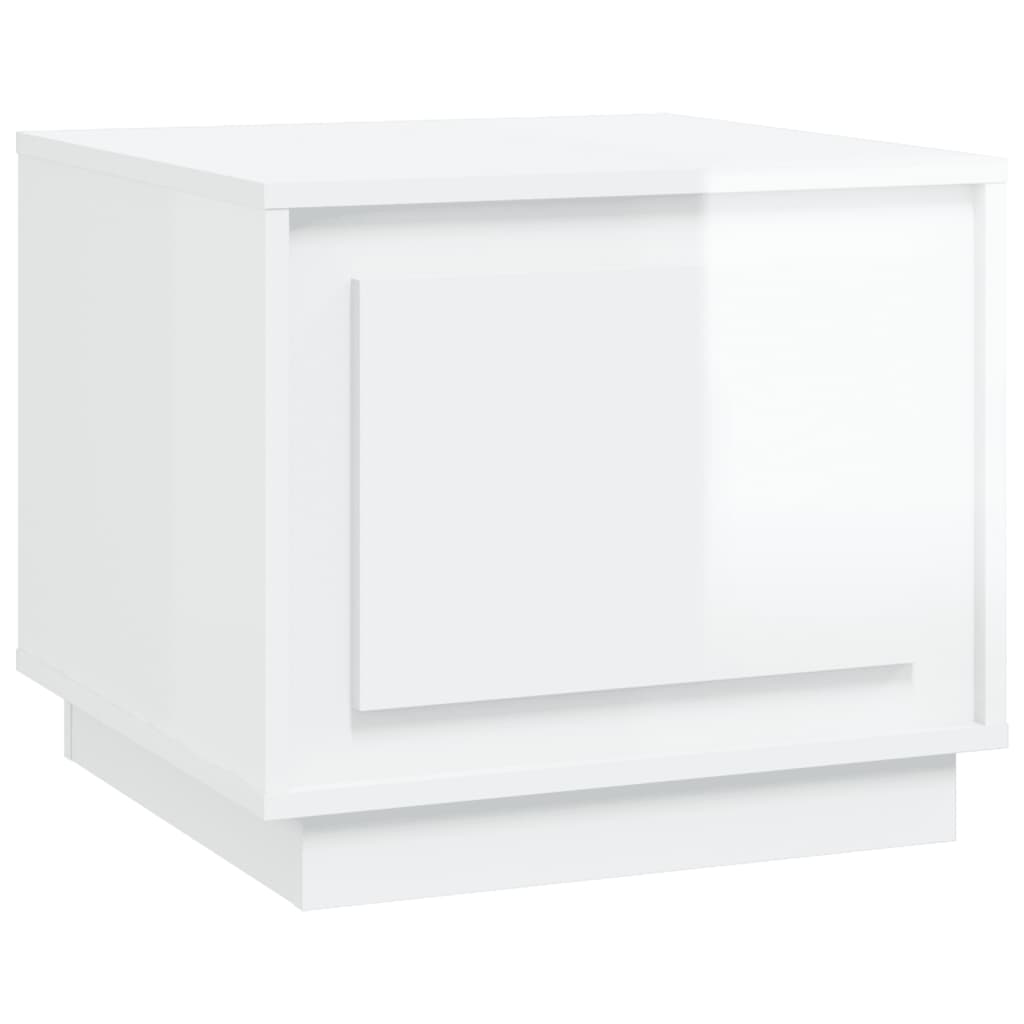 Tavolino da Salotto Bianco Lucido 51x50x44 cm Legno Multistrato