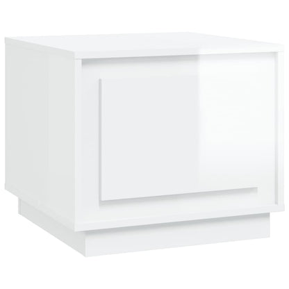Tavolino da Salotto Bianco Lucido 51x50x44 cm Legno Multistrato