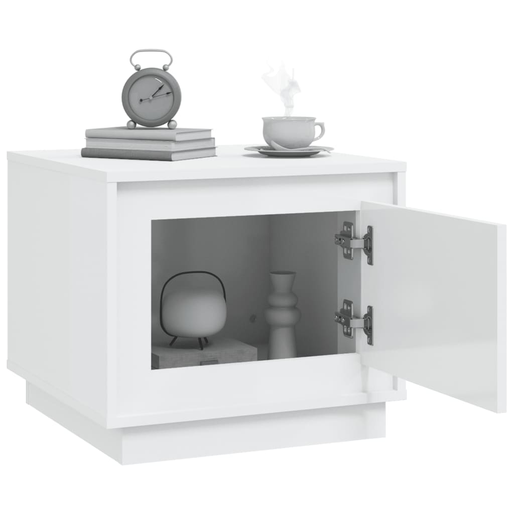 Tavolino da Salotto Bianco Lucido 51x50x44 cm Legno Multistrato