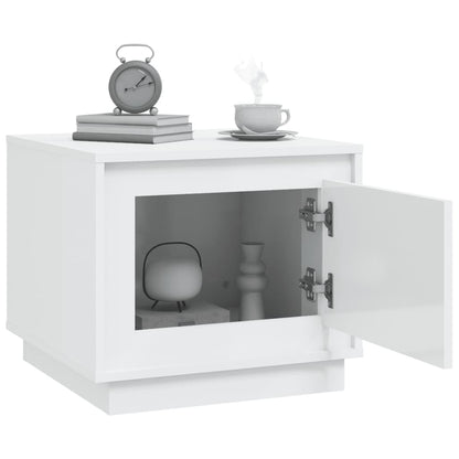Tavolino da Salotto Bianco Lucido 51x50x44 cm Legno Multistrato