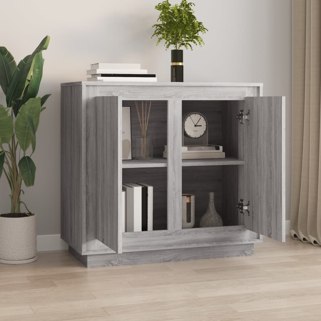 Credenza Grigio Sonoma 80x34x75 cm in Legno Multistrato