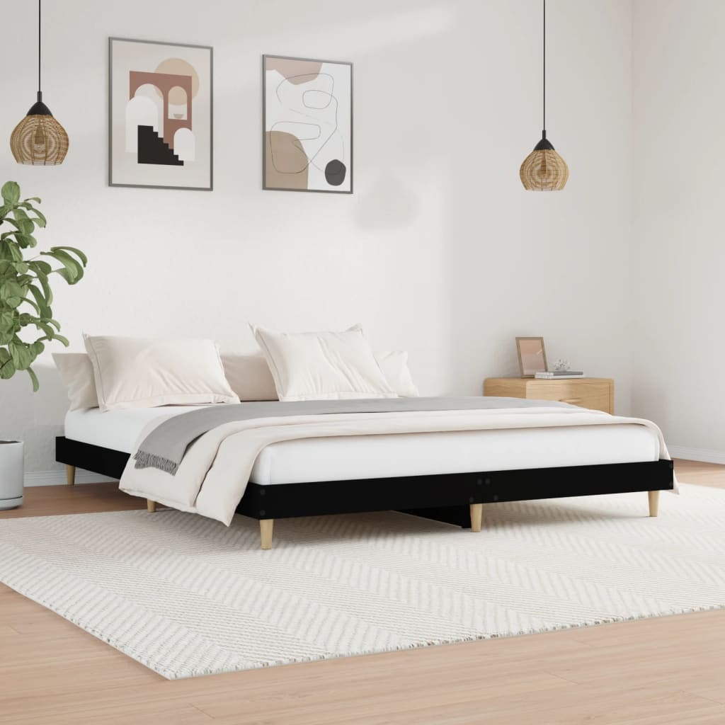 Giroletto senza Materasso Nero 180x200 cm in Legno Multistrato