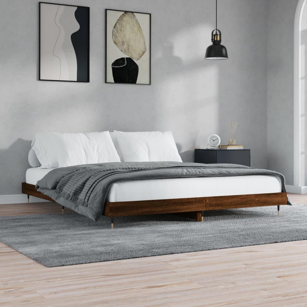 Giroletto senza Materasso Rovere Marrone 200x200 cm Truciolato