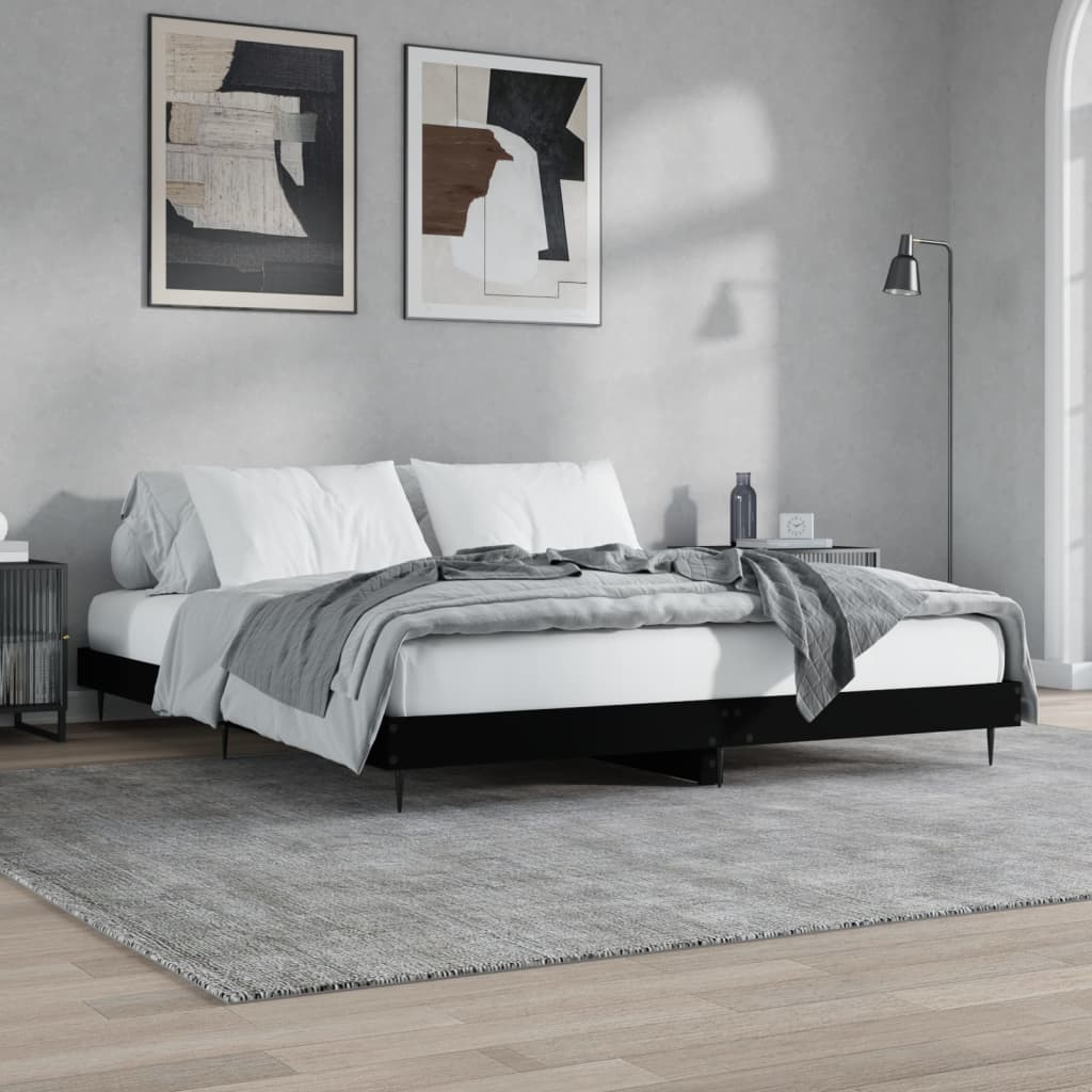 Giroletto senza Materasso Nero 180x200 cm in Legno Multistrato
