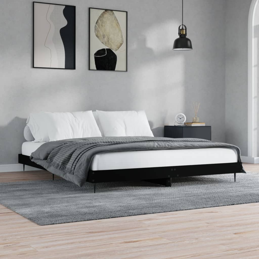 Giroletto senza Materasso Nero 180x200 cm in Legno Multistrato