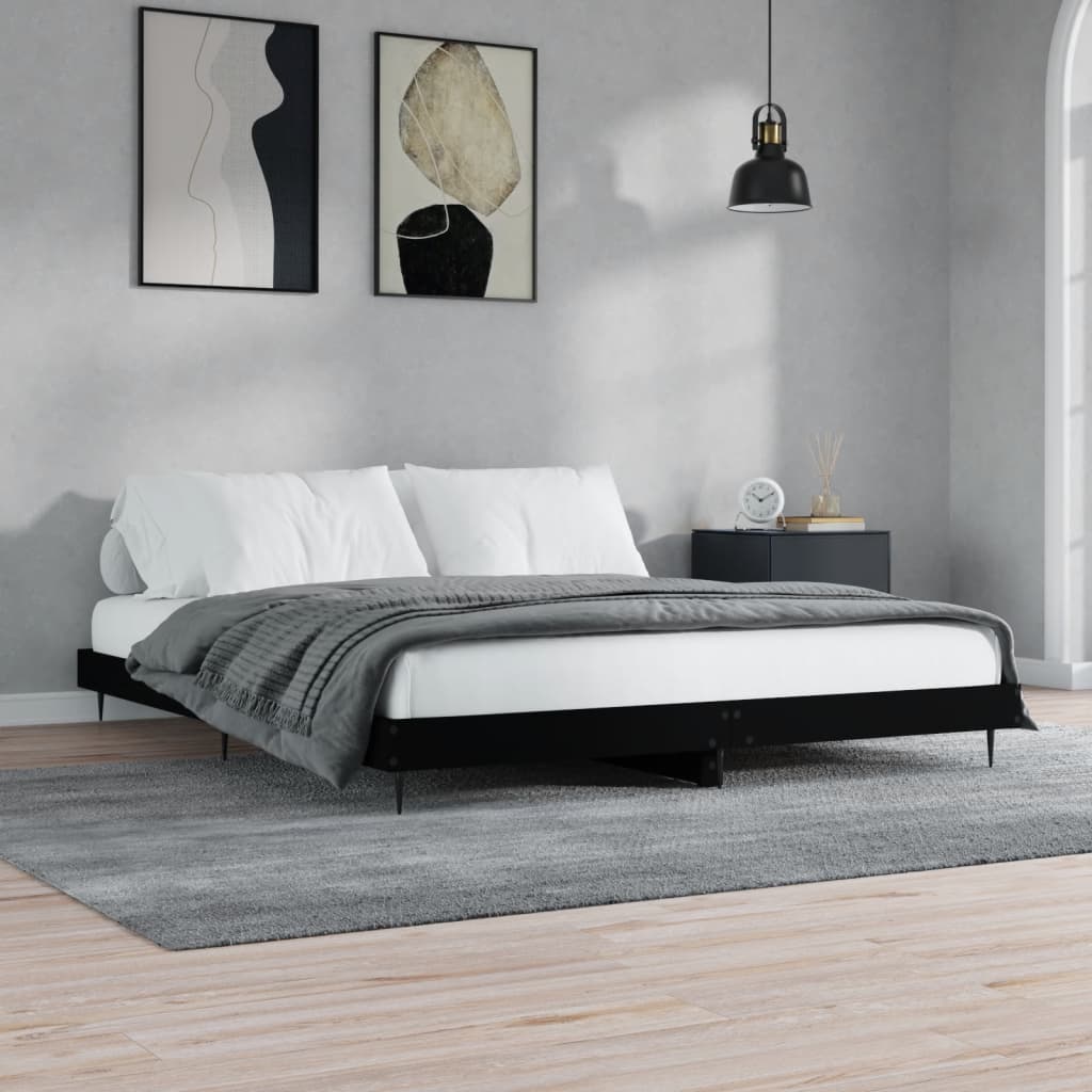 Giroletto senza Materasso Nero 160x200 cm in Legno Multistrato